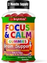 BrightKids Focus & Calme Gummies pour les enfants avec Ashwagandha – soutient l'attention, la concentration, la relaxation, l'humeur et l'énergie – supplément de stress naturel, saveur de baies savoureux, végétalien, 60 jours d'approvisionnement