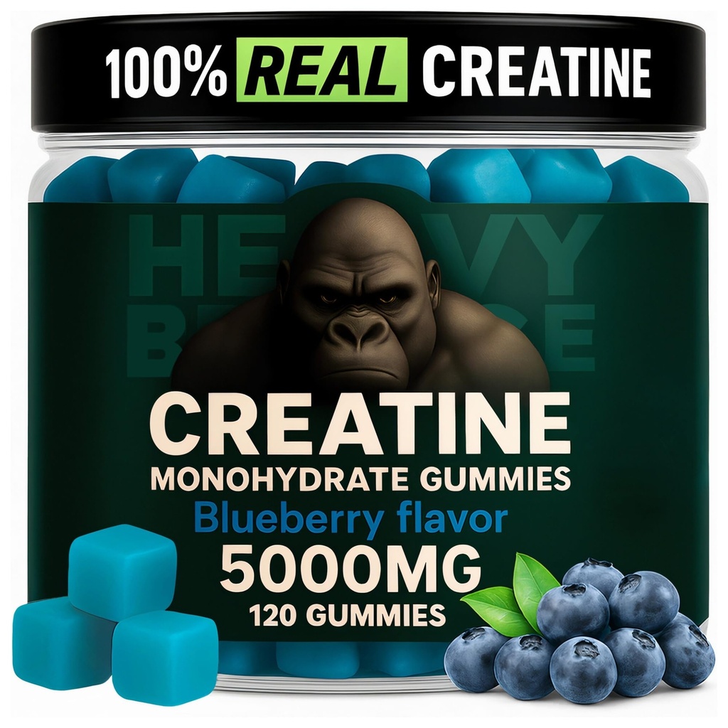 Gommies monohydratées de créatine pour les hommes et les femmes 5000mg - Blueberry, 120 Comptez pour 30 portions