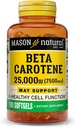 Mason Vitamine naturelle A bêta carotène 25 000 UI, soutient la vision, la fonction cellulaire et la santé immunitaire, 100 Softgels, pack de 3