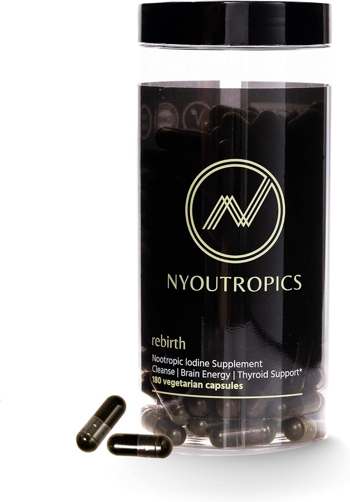 "Renaissance par NYOUTROPICS - Supplément d'iode nootropique (180 capsules véganes), fournit un soutien cérébral et thyroïdien pour les femmes et les hommes, forme d'iode monovalente positive non cumulante"