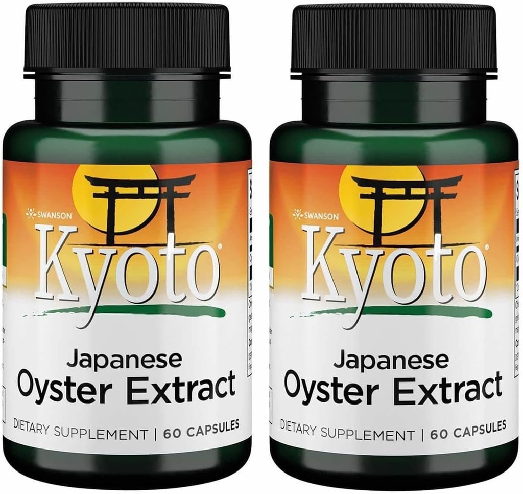 Swanson Kyoto Extrait d'huître japonais - Supplément naturel Promouvoir la conduite et le bien-être pour les hommes et les femmes - (500 Milligrammes 60 Capsules) (2 Pack)