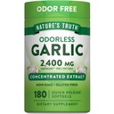 Nature's Truth Odorless Garlic Softgels $ 2400mg $ 180 Comte $ Non-OGM et supplément sans gluten