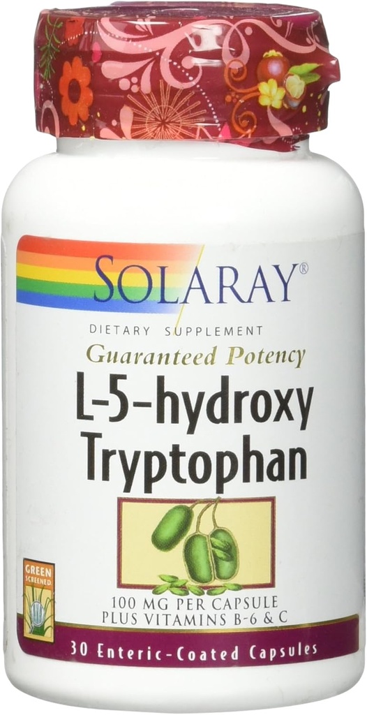 Solaray Guaranteed Potency L-5-HTP + B 6 & C 100 mg Capsules, 30 Count