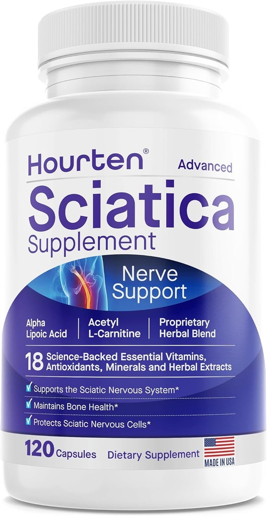 Sciatique avancée Nerve Support Relief: Alpha Lipoic Acid - 18 en 1 Sciatique Suppléments - Complexe Vitamine B - Fabriqué aux États-Unis (120 Compte (Paquet de 1))