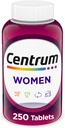 Multivitamine centrum pour les femmes, supplément multivitamine/multiminérale avec fer, vitamine D3, vitamine B et vitamines antioxydantes C et E, sans gluten, ingrédients non OGM - 250 Nombre