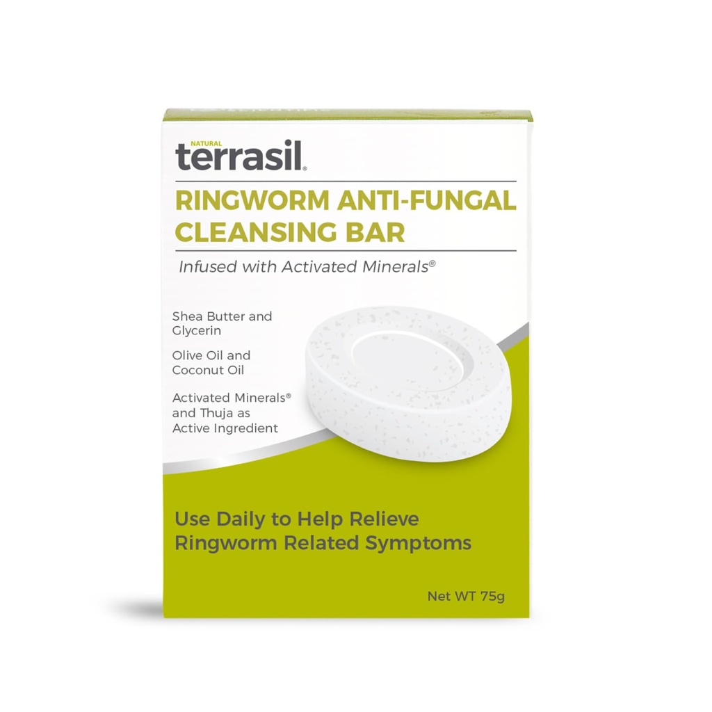 terrasil Antifongique Savons de ver à anneaux (75g) Barre de savon de ver à anneaux avec ingrédients naturels avec huile de coco et beurre de karité, traitement de ver à anneaux pour la peau humaine Antifongique savon, dermatologue testé