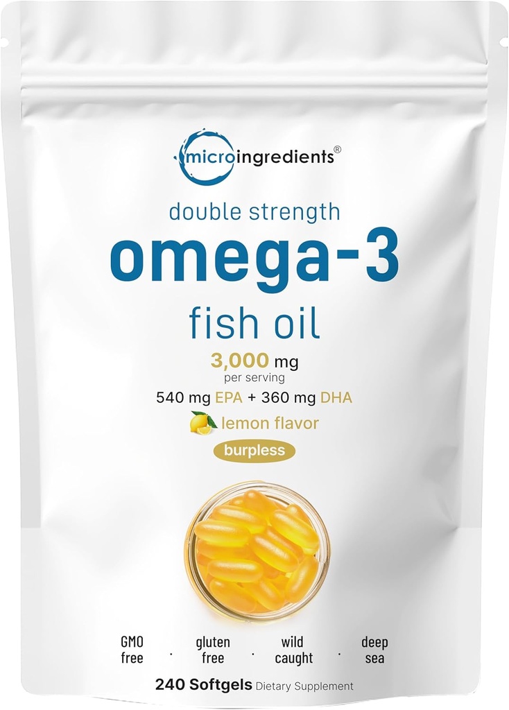 Micro ingrédients Omega 3 suppléments d'huile de poisson 3000mg par portion, 240 Softgels