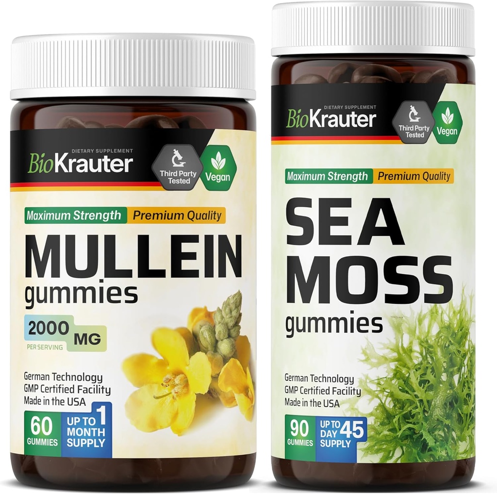 BIO KRAUTER Mullein 60 Gummies & Sea Moss 90 Gummies