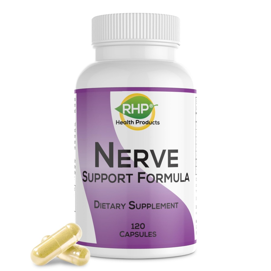 Formule de soutien nerveux pour le soutien nutritionnel de la neuropathie. Soulagement des maux de Nerve, douleur et malaise. B-Complex avec acide folique. 120 gélules