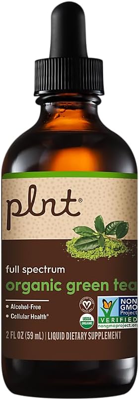 plnt Thé vert liquide biologique un spectre complet a soutient la santé cellulaire - sans alcool (2 fl. oz.)