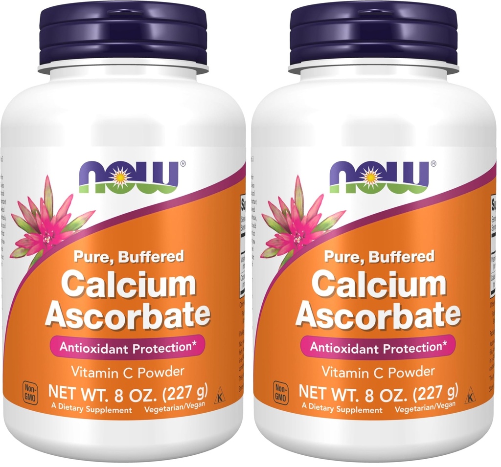 MAINTENANT Suppléments, poudre d'ascorbate de calcium, tamponné, protection antioxydante*, 8-Ounce (paquet de 2)