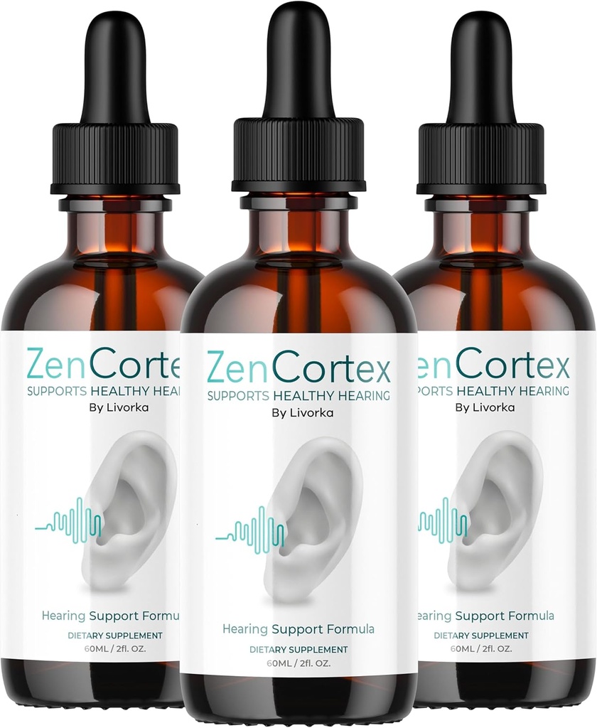 LIVORKA ZenCortex gouttes, supplément liquide pour la santé de l'oreille, soutient l'audition saine - 3 bouteilles (90 jours d'approvisionnement) - Pack de 3