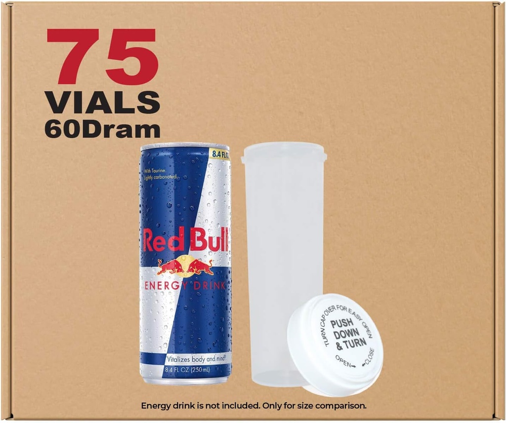 W Gallery 75 Effacer 60 Dram Reversible Cap - Vannes étanches à l'odeur - Bouteille d'ordonnance médicale en plastique pour pilules Herbes Fleurs Suppléments, emballage en vrac, pas des pots de verre