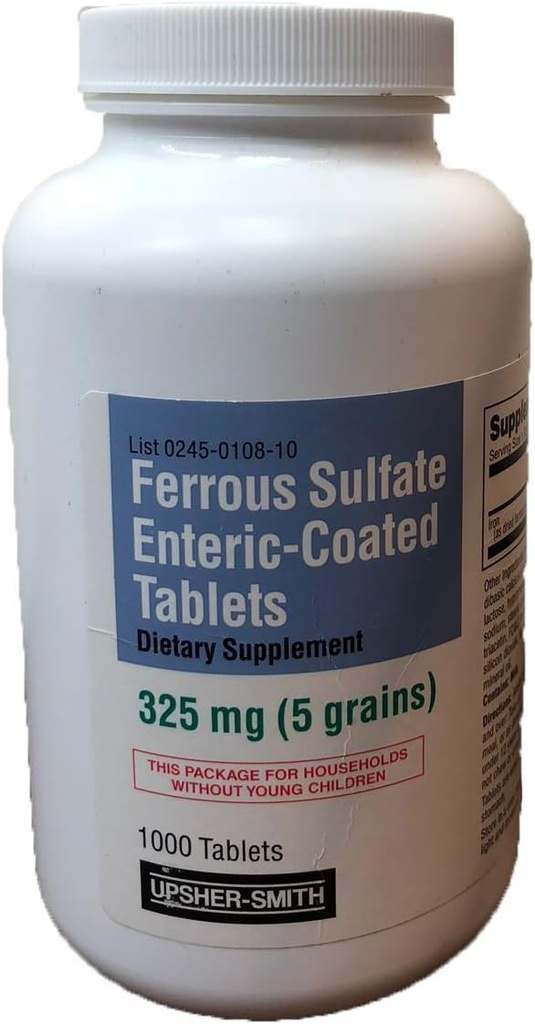 Ferrous Sulfate Enteric-Coated 325 mg 1000 Tablets