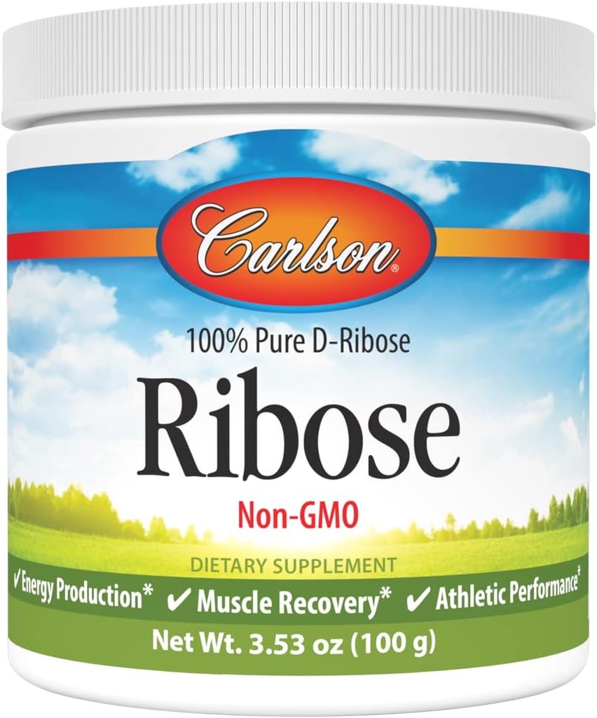 Carlson - Ribose, 100% D-Ribose pur, non-OGM, production d'énergie, récupération musculaire et performance athlétique, 3,53 oz (100 g)