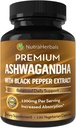 Supplément Ashwagandha fait avec la poudre de racine Premium Ashwaganda 1200mg avec extrait de poivre noir pour l'absorption accrue - 120 capsules Vegi