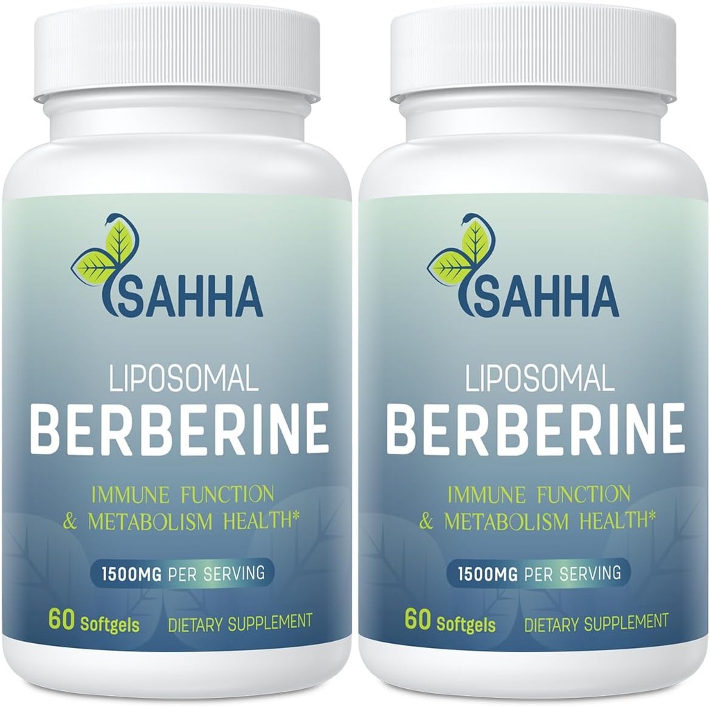 Sahha Liposomal Berberine HCL 1500mg – Supports AMPK & GLP-1 Activation, High Bioavailability for Men and Women Overall Health Supplement（2 Pack