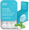 NeuroGum Energy Menthes de caféine (144 pièces) - Sans sucre avec L-théanine + Caféine naturelle + Vitamine B12 & B6 - Nootropic Energy & Focus Supplément pour les femmes et les hommes - Keto & Vegan, Peppermint Flavor