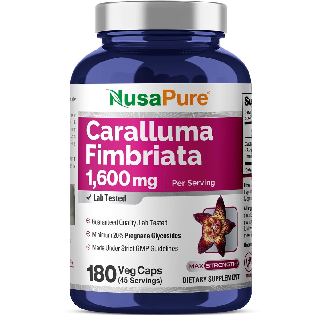 NusaPure Caralluma Fimbriata 1600mg - 180 Capsules de Veggie (non OGM, végétalien)