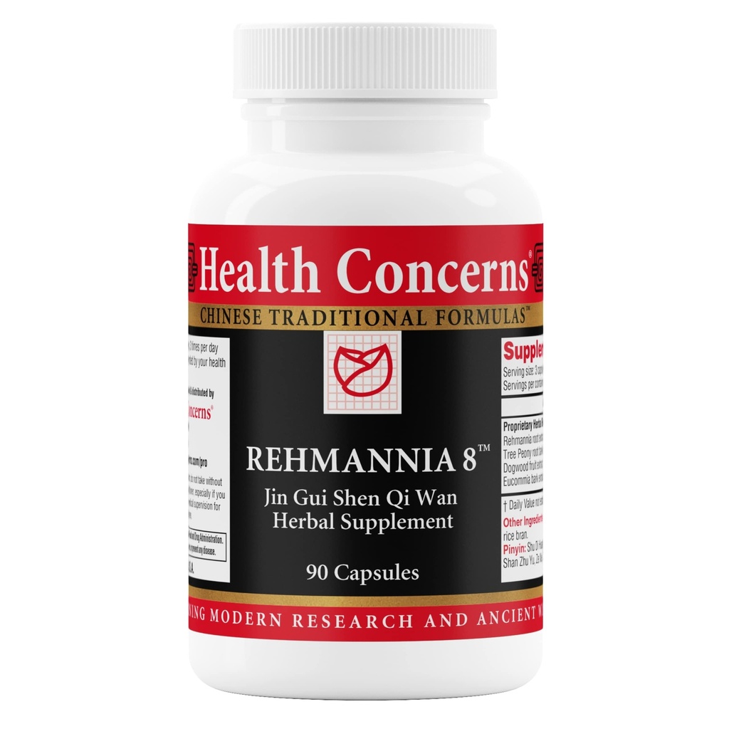 Préoccupations pour la santé Rehmannia 8 - Détox nettoyant pour le rein et supplément de réparation - Retour Désagrément et tract urinaire santé pour les femmes et les hommes - Extrait traditionnel chinois de racines à base de plantes pour les maux de dos - 90 capsules
