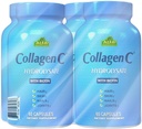 CollagenC Hydrolysate - Capsules de collagène 4 Conditionnement avec Biotine et Vitamine C - 60 Capsules par bouteille pour la peau, les cheveux, les ongles, l'immunité et le soutien articulaire - 4 Conditionnement