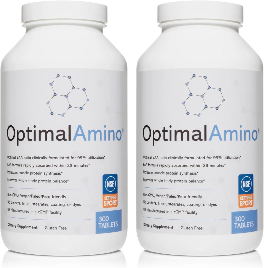 Comprimés optimaux Amino Fitness Bundle (compte 600) $ 99 % de supplément utilisé pour l'acide aminé essentiel (AEA) $ Augmenter la récupération musculaire, avant/après l'entraînement des protéines BCAA, certifié NSF pour Sport®
