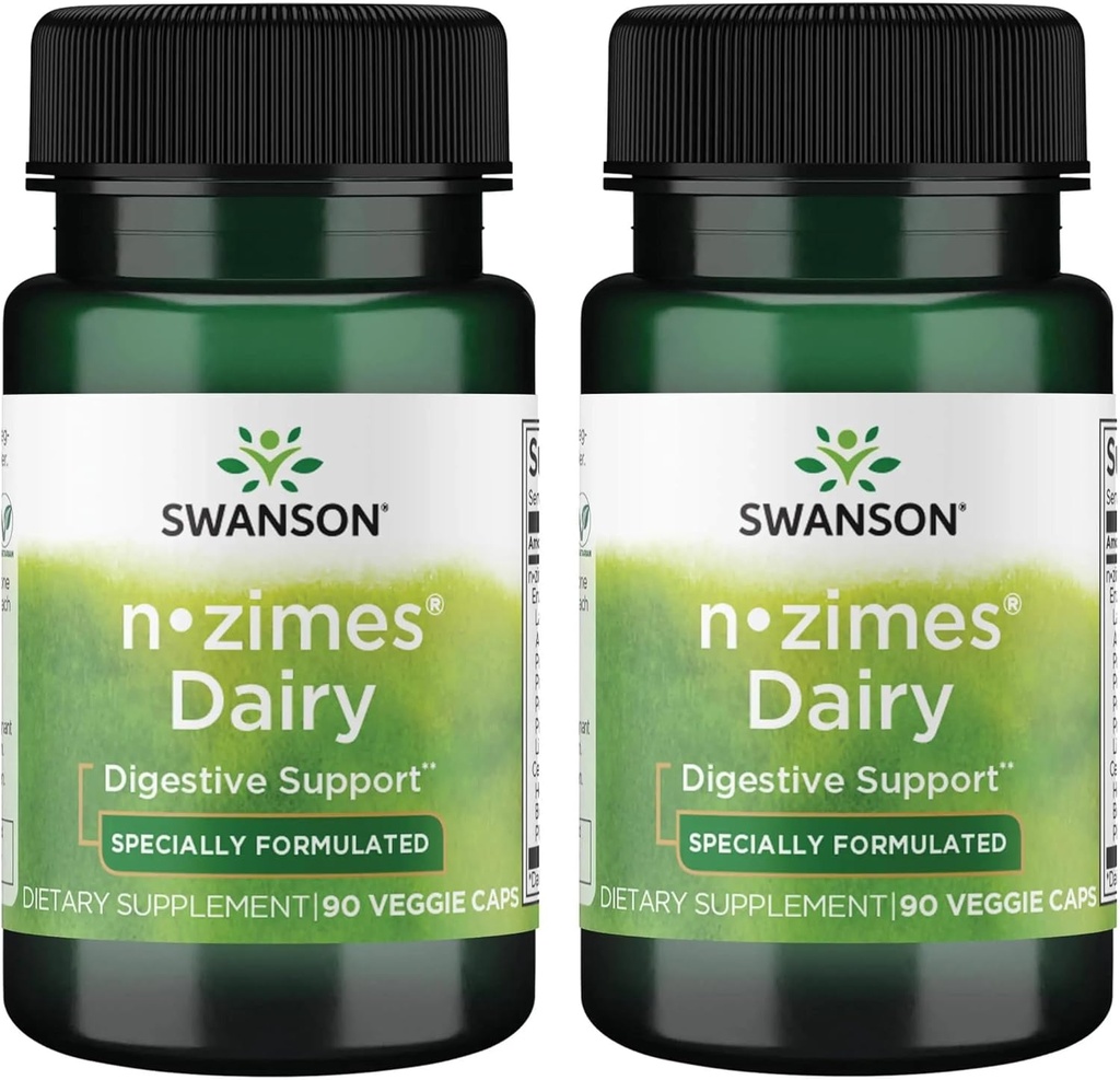 Swanson n-zimes Dairy 90 Capsules de Veg Enzyme (2 Pack)