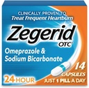 Zegerid OTC 24-Hour Heartburn Relief, The Only Proton Pump Inhibitor with Omeprazole 20mg + Sodium Bicarbonate, Treats Frequent Heartburn, 14ct Capsules