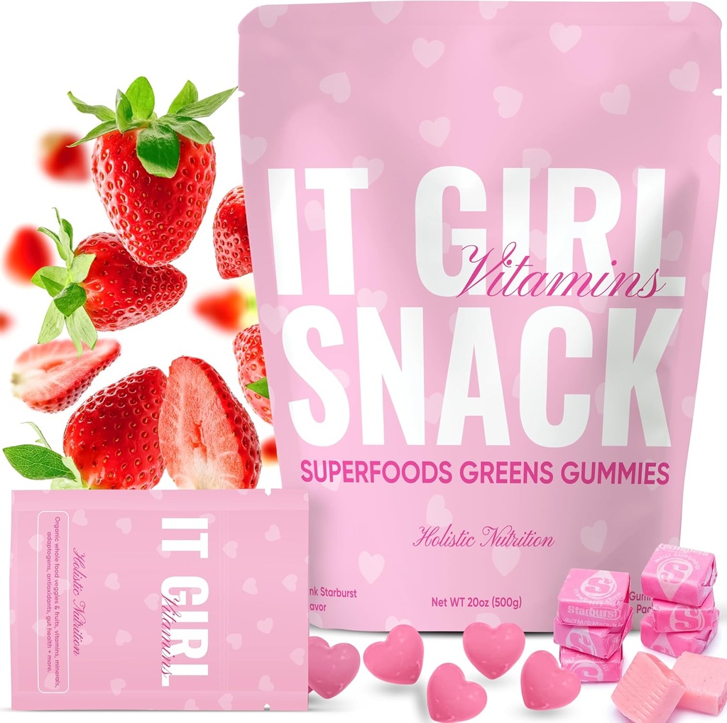 Snacks santé pour les adultes - Gommies quotidiennes Super Verts, Multivitamine Superfood Ours Gommy, Spiruline, Chlorella, Prébiotiques et fibre pour la santé digestive, Supplément adaptogène, 20 vitamines et minéraux