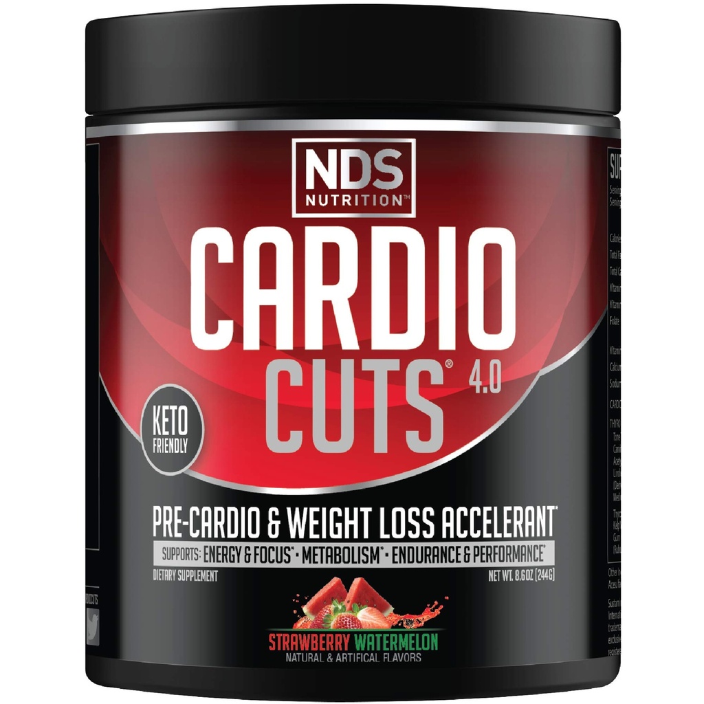 NDS Nutrition 4.0 Supplément préentraînement - Perte de poids avancée et formule précardio avec L-Carnitine, CLA, MCT, L-Glutamine et huile de carthame - pastèque fraise (40 portions)