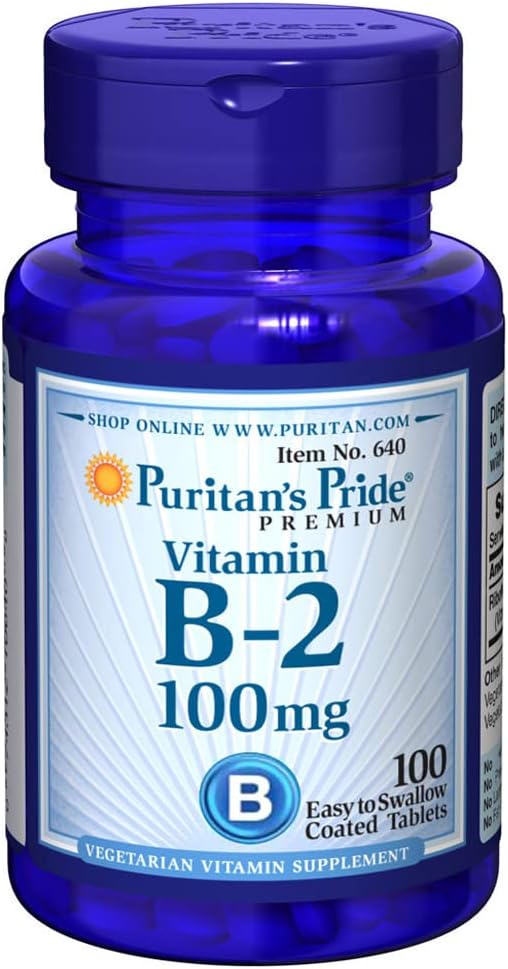Puritans Pride Vitamin B-2 100 Mg Tablets, 100 Count