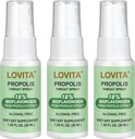 LOVITA Spray de gorge de propolis d'abeille 250mg, Extrait de propolis d'abeille avec 18% de bioflavonoïdes, antioxydant sans alcool, support immunitaire et soulagement de la gorge de plaie, sans gluten, sans OGM, 1 Fl Oz, 90 jours d'approvisionnement