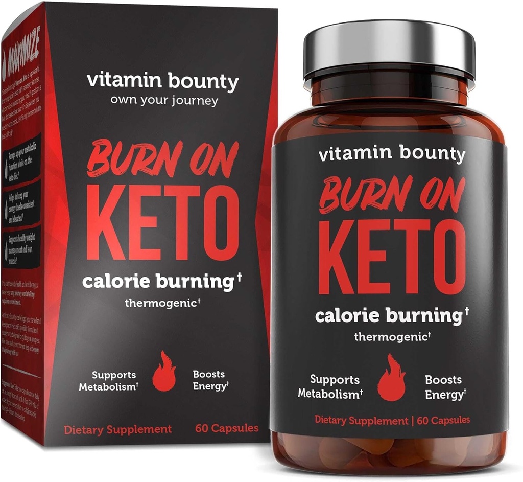 Brûlure de vitamine sur le brûleur de graisse de kéto thermogénique pour les hommes et les femmes - Supplément perte de poids avec les cétones framboises - Booster de métabolisme, pilules d'énergie, suppresseur d'appétit - 60 capsules