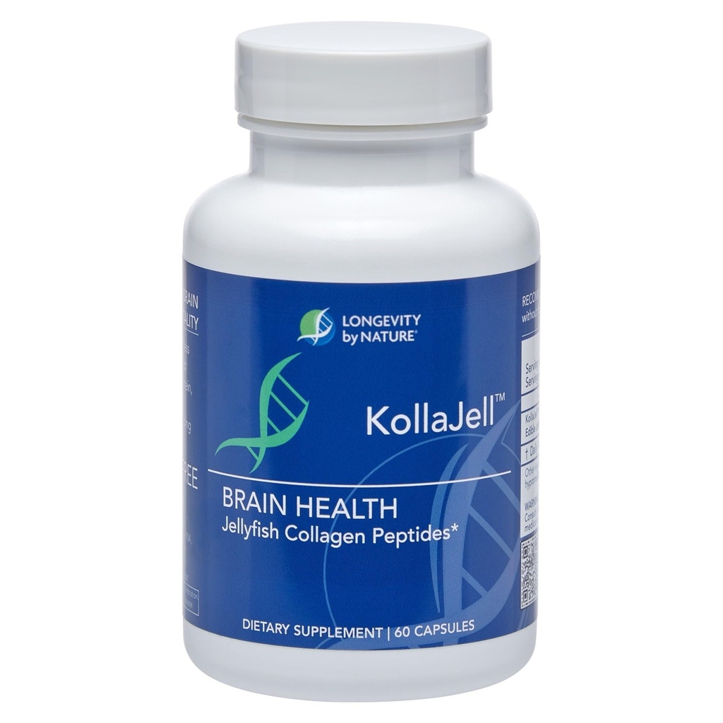 Longevity by Nature, KollaJell Collagen Peptides Brain Supplement, Memory Pills and Focus Supplement for Brain Health and Cognitive Support, 60 Capsules