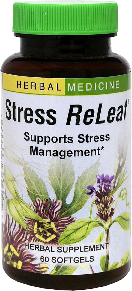 Herbs Etc. Stress ReLeaf - Supplément à base de plantes pour soutenir la relaxation - Supplément de soutien au stress - Sans gluten - 60 Softgels (60 portions)