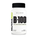 NutraBio B-100, Complexe vitamine B, Système immunitaire, Cheveux sains, peau, ongles, 90 capsules végétales