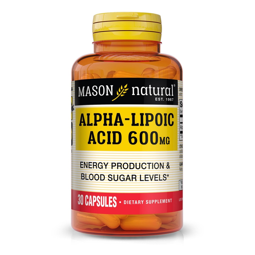 MASON Acide alpha lipoïque naturel 600mg par portion, supplément ALA sans gluten, 30 gélules