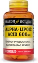 MASON Acide alpha lipoïque naturel 600mg par portion, supplément ALA sans gluten, 30 gélules
