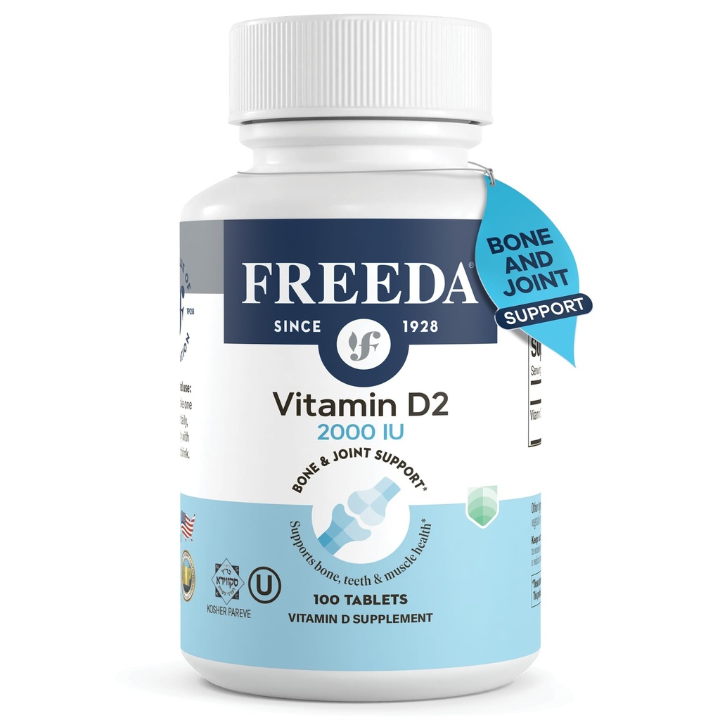 FREAD Vitamine D2 2000 UI – Vitamine D végétalienne pour la force osseuse et le soutien immunitaire – Végétalien Ergocalciferol D2 Supplément – 100 comprimés minuscules