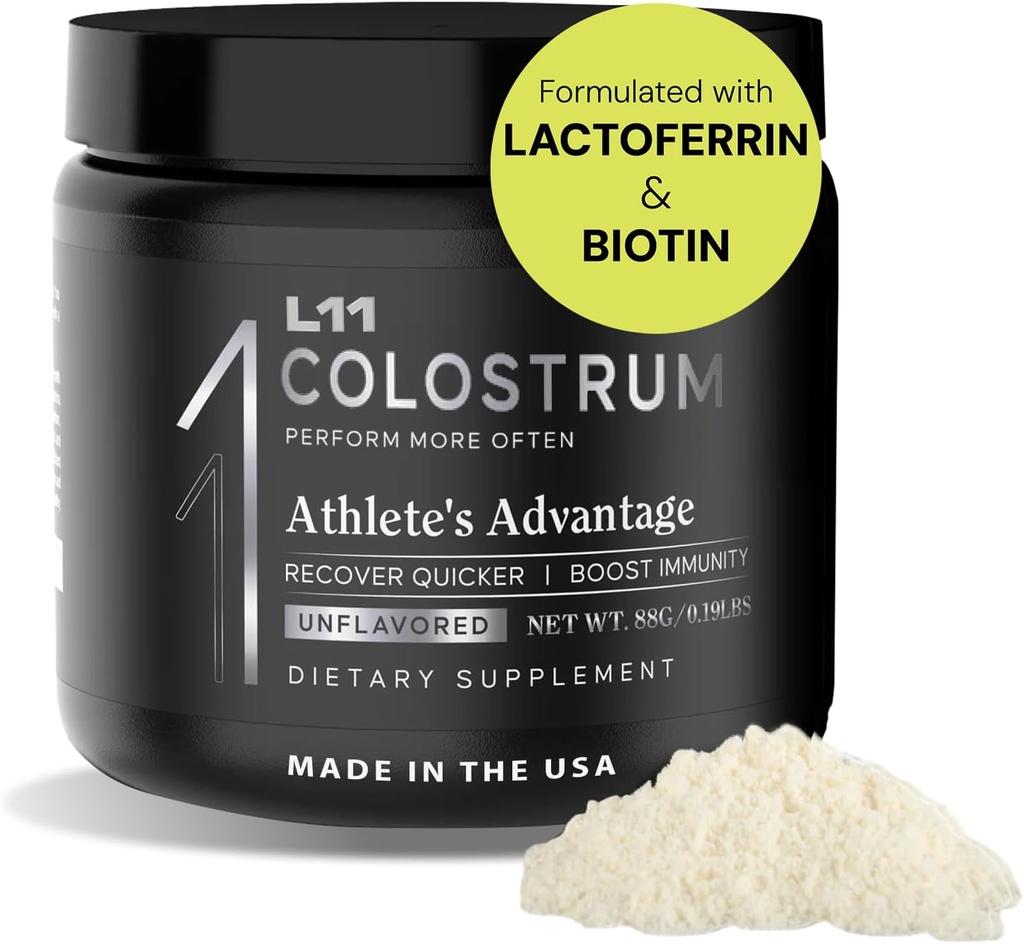 Supplément de colostrum par L11 avec Lactoferrine Biotin Zinc et vitamine D. Poudre de colostrum de la viande bovine pour la santé athlétique de pointe, la santé de Gut, le muscle et l'immuno-support.