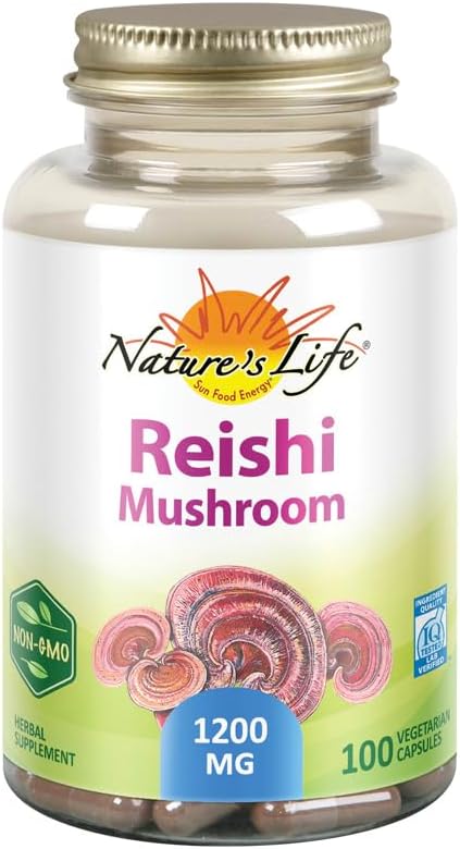 Nature's Life Reishi Mushroom 1200 mg | Healthy Immune Function, Energy & Mood Support Supplement | Non-GMO & Lab Verified | 100 Vegetarian Capsules