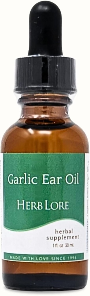 Gouttes d'huile d'oreille d'ail – Apaisantes Oreilles sèches, démangeaisons ou enrobées pour enfants et adultes - 1 fl oz - Herb Lore