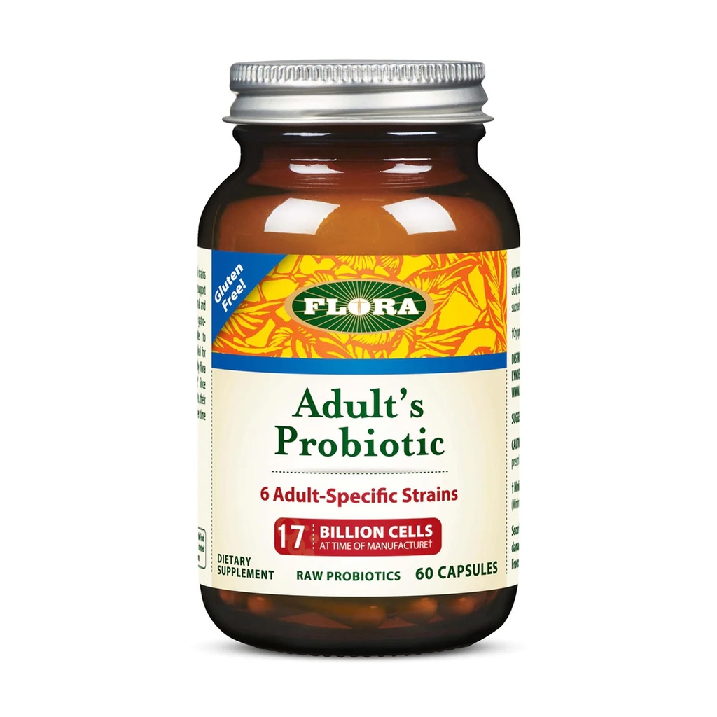 Flora Probiotique adulte - Probiotique végétarien quotidien pour la santé gustative et digestive - Comprend Lactobacillus & Bifidobacterium - 17 Million CFU - Sans gluten - Gardez refroidi - 60 capsules