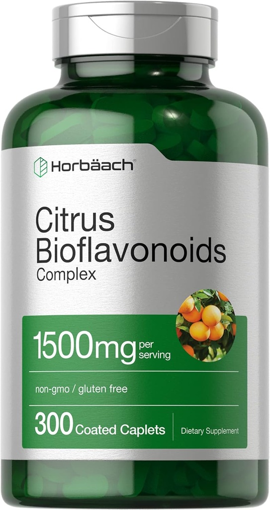 Horbäach Citrus Bioflavonoïdes Supplément: 1500mg: 300 Caplets: Végétarien, non-OGM et sans gluten Formule de valeur: