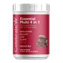 Célébrez les vitamines essentielles Multi en poudre 4-en-1 - Multivitamine bariatrique, 500mg de calcium, 4g de fibre, 25g de mélange protéinique Shake - lait de chocolat (14 portions)