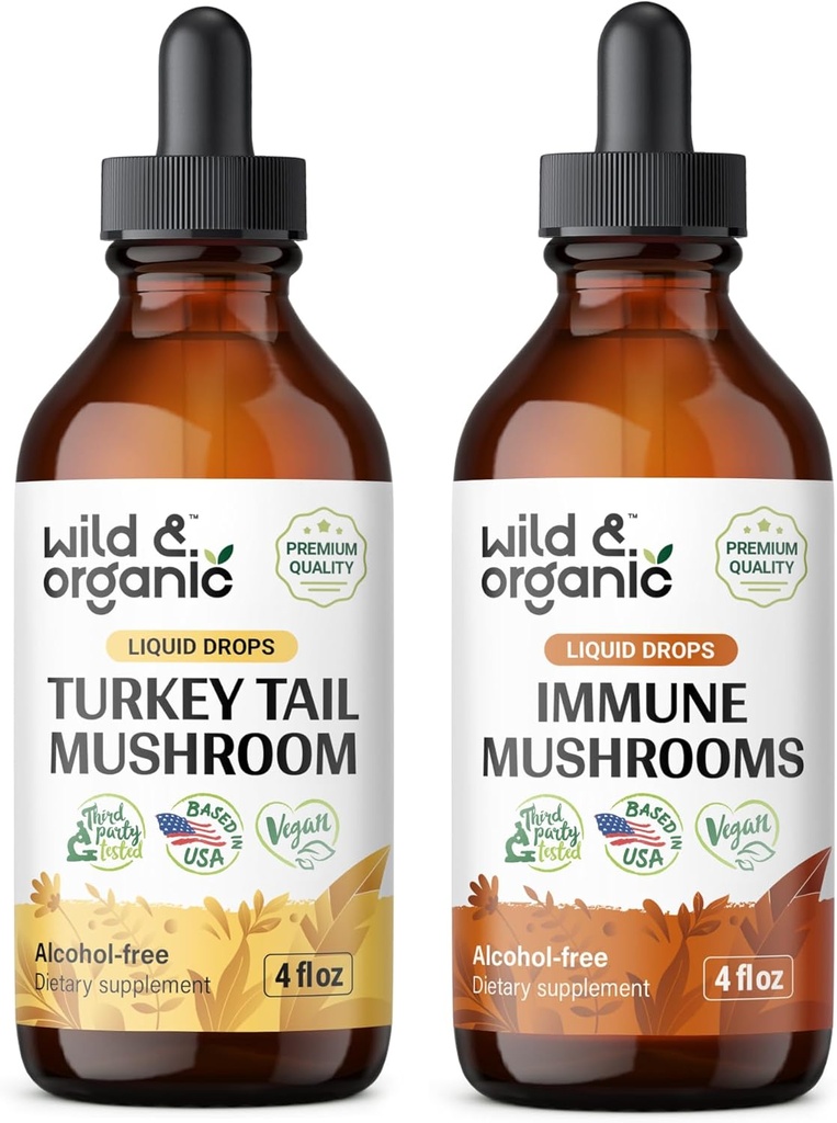 Tuile de dinde sauvage et biologique Teinture 4 fl oz & Immune Champignons Teinture 4 fl oz