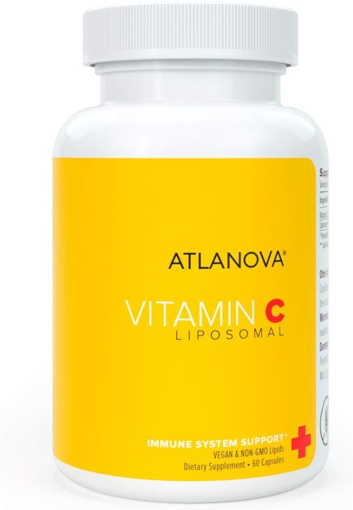 ATLANOVA Vitamine Liposomique True C 1000mg Capsules Vegan Meilleur naturel non OGM Fabriqué aux États-Unis Antioxydant Absorption maximale Système immunitaire Support et collagène Booster Liposome Lab Formula Supplement