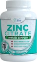 Supplément de 30mg de citrate de zinc - Immune Support pour Adultes Enfants Suppléments immunitaires sûrs Vitamine alternative aux comprimés liquides et à croquer