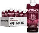 Evolve à base de protéines à base de plantes, Berry Medley, 20g Protéine végétalienne, soutien immunitaire, vitamine C et zinc, sans lait, sans édulcorants artificiels, non-OGM, 10g fibre, 11oz, (12 Pack) (Formula May Vary)