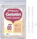 Taille 00 Capsules de gélatine vides avec 2 Micro Spoons - 1000 Compte Capsules vides - Gel Pill Capsules pour suppléments de poudres